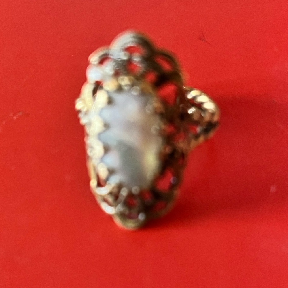 West Germany Signed Abalone Shell Adjustable Ring… - image 3